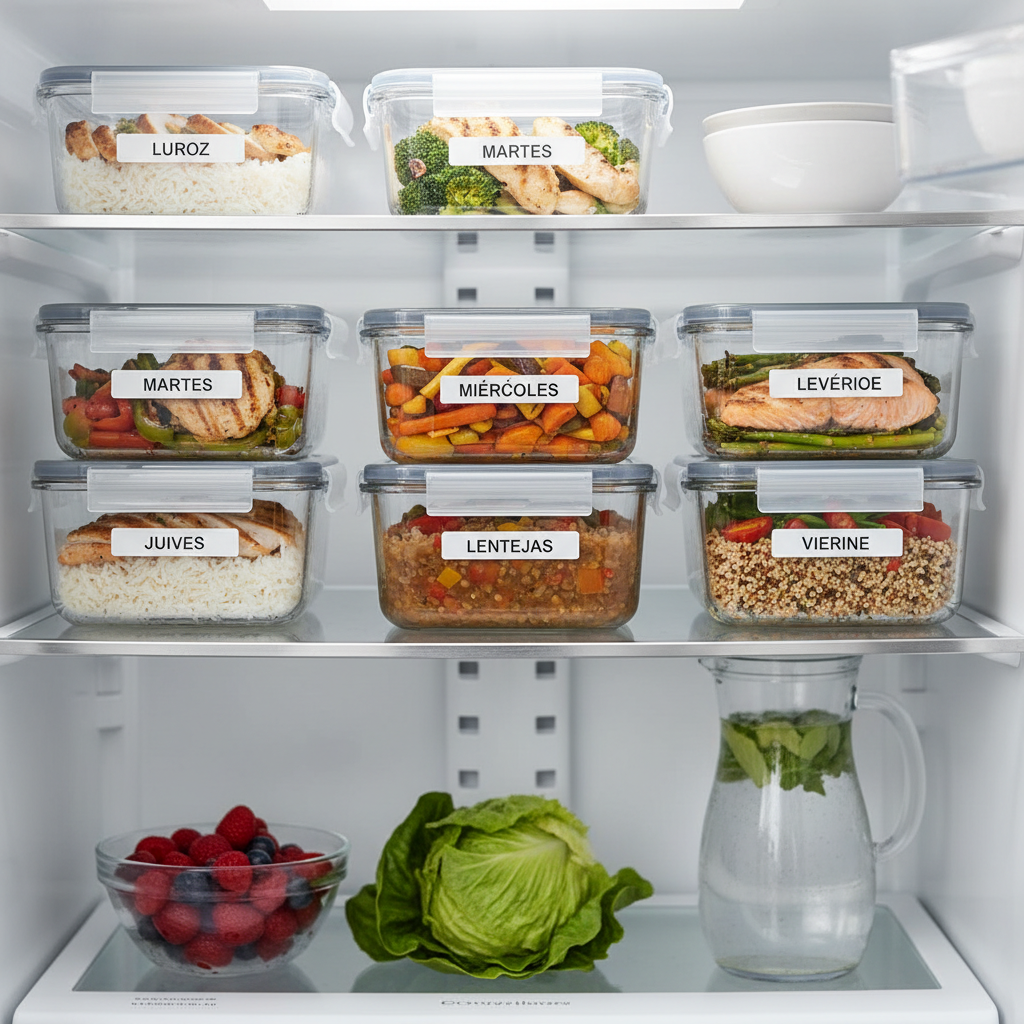 Heladera organizada con tuppers